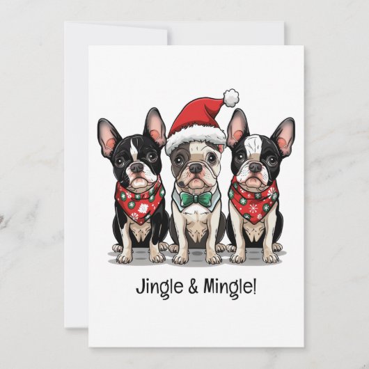 Vrolijk kerstfeest Boston Terrier Honden Kaart (Voorkant)