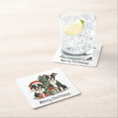 Vrolijk kerstfeest Boston Terrier Honden Kartonnen Onderzetters (Insitu)