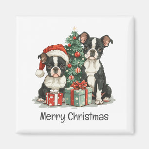 Vrolijk kerstfeest Boston Terrier Honden Magneet