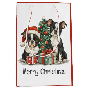 Vrolijk kerstfeest Boston Terrier Honden Medium Cadeauzakje
