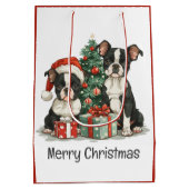 Vrolijk kerstfeest Boston Terrier Honden Medium Cadeauzakje (Achterkant)