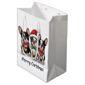 Vrolijk kerstfeest Boston Terrier Honden Medium Cadeauzakje (Voorkant Gekanteld)