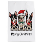 Vrolijk kerstfeest Boston Terrier Honden Medium Cadeauzakje (Voorkant)