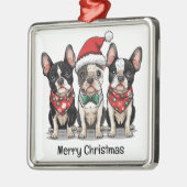 Vrolijk kerstfeest Boston Terrier Honden Metalen Ornament (Links)