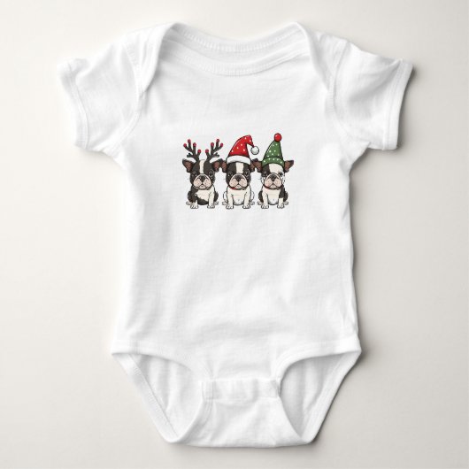 Vrolijk kerstfeest Boston Terrier Honden Romper (Voorkant)
