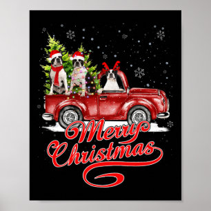 Vrolijk Kerstfeest Boston Terrier Honden Santa Rei Poster