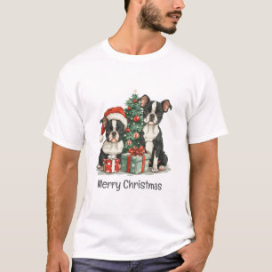 Vrolijk kerstfeest Boston Terrier Honden T-shirt