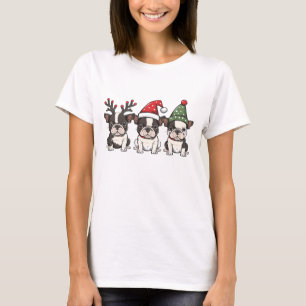 Vrolijk kerstfeest Boston Terrier Honden T-shirt