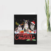 Vrolijk kerstfeest Boston Terrier Santa Reindeer L Kaart (Voorkant)