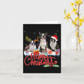 Vrolijk kerstfeest Boston Terrier Santa Reindeer L Kaart (Gele Bloem)