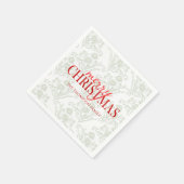 Vrolijk kerstfeest Botanical Red Green Floral Holi Servet (Hoek)