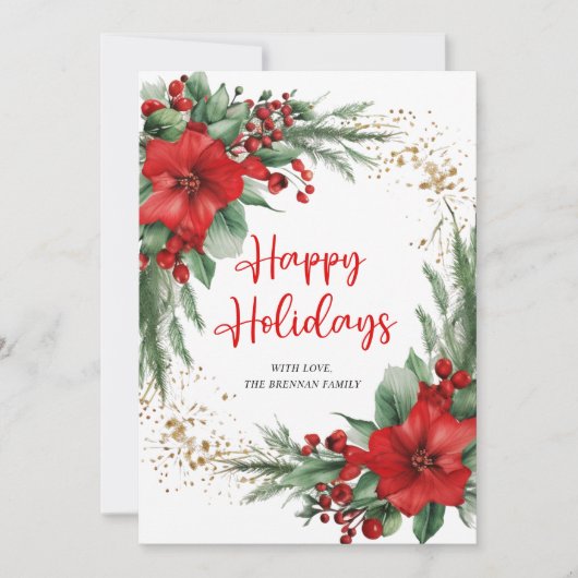 Vrolijk Kerstfeest Botanisch Elegant Feest Feestdagenkaart (Voorkant)