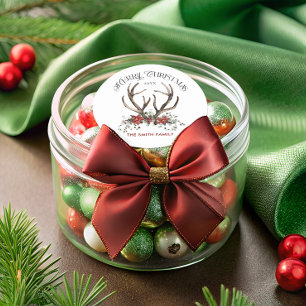 Vrolijk Kerstfeest Botanisch Ronde Sticker