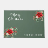 Vrolijk Kerstfeest Botanische Familienaam Groen Deurmat (Voorkant)