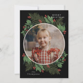Vrolijk Kerstfeest Botanische Foto Greenery Krans Feestdagenkaart (Voorkant)