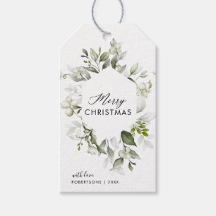 Vrolijk kerstfeest Botanische Greenery Gift Labe Cadeaulabel