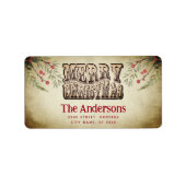  Vrolijk Kerstfeest botanische hulst Etiket (Voorkant)