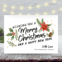 Vrolijk Kerstfeest Botanische Kalligrafie Niet Fot