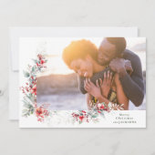 Vrolijk Kerstfeest Botanische Krans Foto Feestdagenkaart (Voorkant)