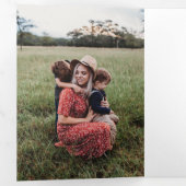 Vrolijk Kerstfeest Botanische Krans Vakantiefoto Drieluik Uitnodiging (Binnenzijde eerst)