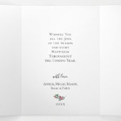 Vrolijk Kerstfeest Botanische Krans Vakantiefoto Drieluik Uitnodiging (Binnenkant midden)