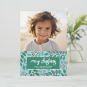 Vrolijk Kerstfeest Botanische Pastel - Foto Feestdagenkaart (Staand voorkant)