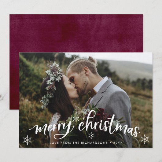 vrolijk kerstfeest | Bourgondië terug met foto Feestdagenkaart (Voorkant / Achterkant)