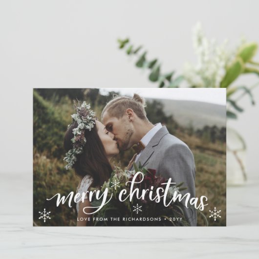 vrolijk kerstfeest | Bourgondië terug met foto Feestdagenkaart (Staand voorkant)