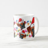 Vrolijk kerstfeest Boxer met Santa Hat Koffiemok (Voorkant rechts)