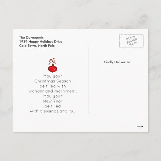 Vrolijk kerstfeest, braaf kerstfeestdag, aangepast feestdagenkaart (Achterkant)