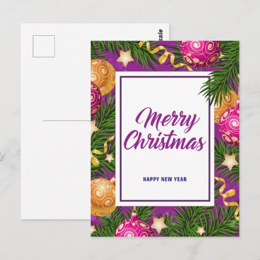 Vrolijk kerstfeest briefkaart (Voorkant / Achterkant)