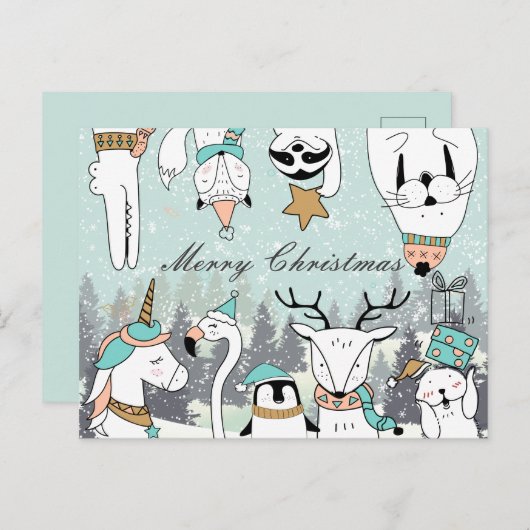 Vrolijk kerstfeest briefkaart (Voorkant / Achterkant)