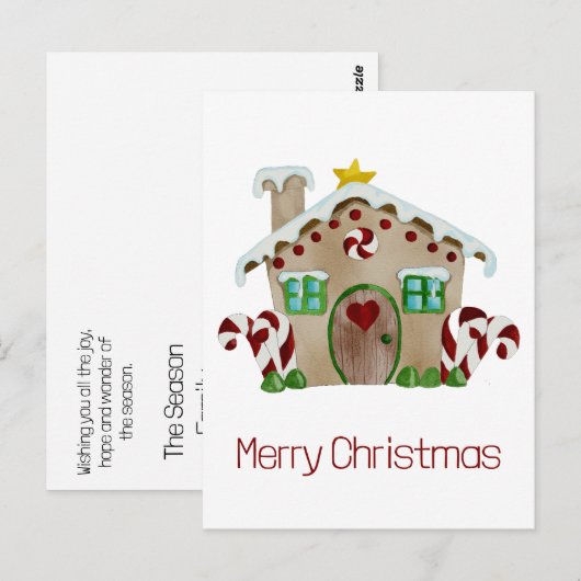 Vrolijk kerstfeest Briefkaart voor ontbijtkoek (Voorkant / Achterkant)