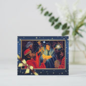 Vrolijk kerstfeest. Briefkaarten van de Nativiteit (Staand voorkant)