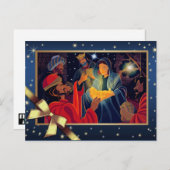 Vrolijk kerstfeest. Briefkaarten van de Nativiteit (Voorkant / Achterkant)