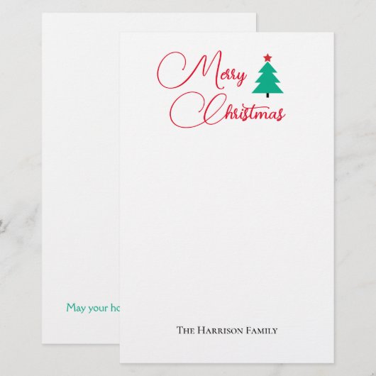 Vrolijk kerstfeest  briefpapier (Voorkant / Achterkant)