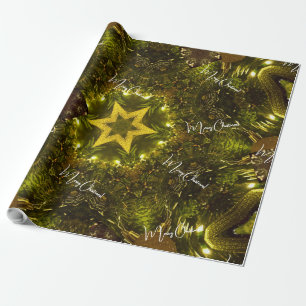 Vrolijk kerstfeest Bright Golden Star  Elegant Cadeaupapier