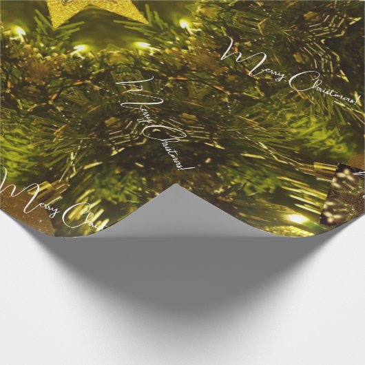 Vrolijk kerstfeest Bright Golden Star  Elegant Cadeaupapier (Hoek)