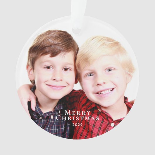 Vrolijk Kerstfeest Broers Foto Rood Groen Ornament (voorkant)