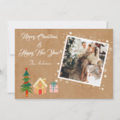Vrolijk Kerstfeest  Bruin Familie Foto Feestdagenkaart (Voorkant)