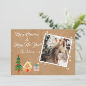 Vrolijk Kerstfeest  Bruin Familie Foto Feestdagenkaart (Staand voorkant)