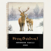 Vrolijk Kerstfeest Buck en Doe Herten Winter Scene Planner (Voorkant)