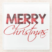 Vrolijk kerstfeest | Buffalo Plaid Holiday Glazen Onderzetter (Voorkant)