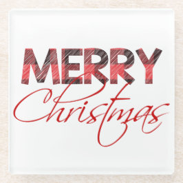 Vrolijk kerstfeest | Buffalo Plaid Holiday Glazen Onderzetter