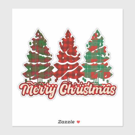 Vrolijk Kerstfeest Buffalo Plaid Trees-42019 Sticker (Vel)