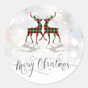 Vrolijk kerstfeest, Buffalo Pleid Reindeer Ronde Sticker