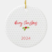 Vrolijk Kerstfeest Bulldog NAAM Holly Jaar Hond Keramisch Ornament (Achterkant)