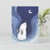 Vrolijk kerstfeest: Bunny, de Maan & Sterren Feestdagenkaart (Staand voorkant)