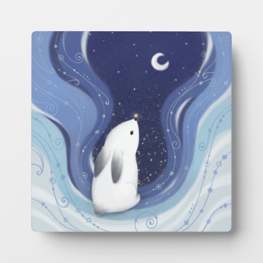 Vrolijk kerstfeest: Bunny, de Maan & Sterren Fotoplaat (Voorkant)