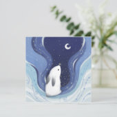 Vrolijk kerstfeest: Bunny, de Maan & Sterren Kaart (Staand voorkant)